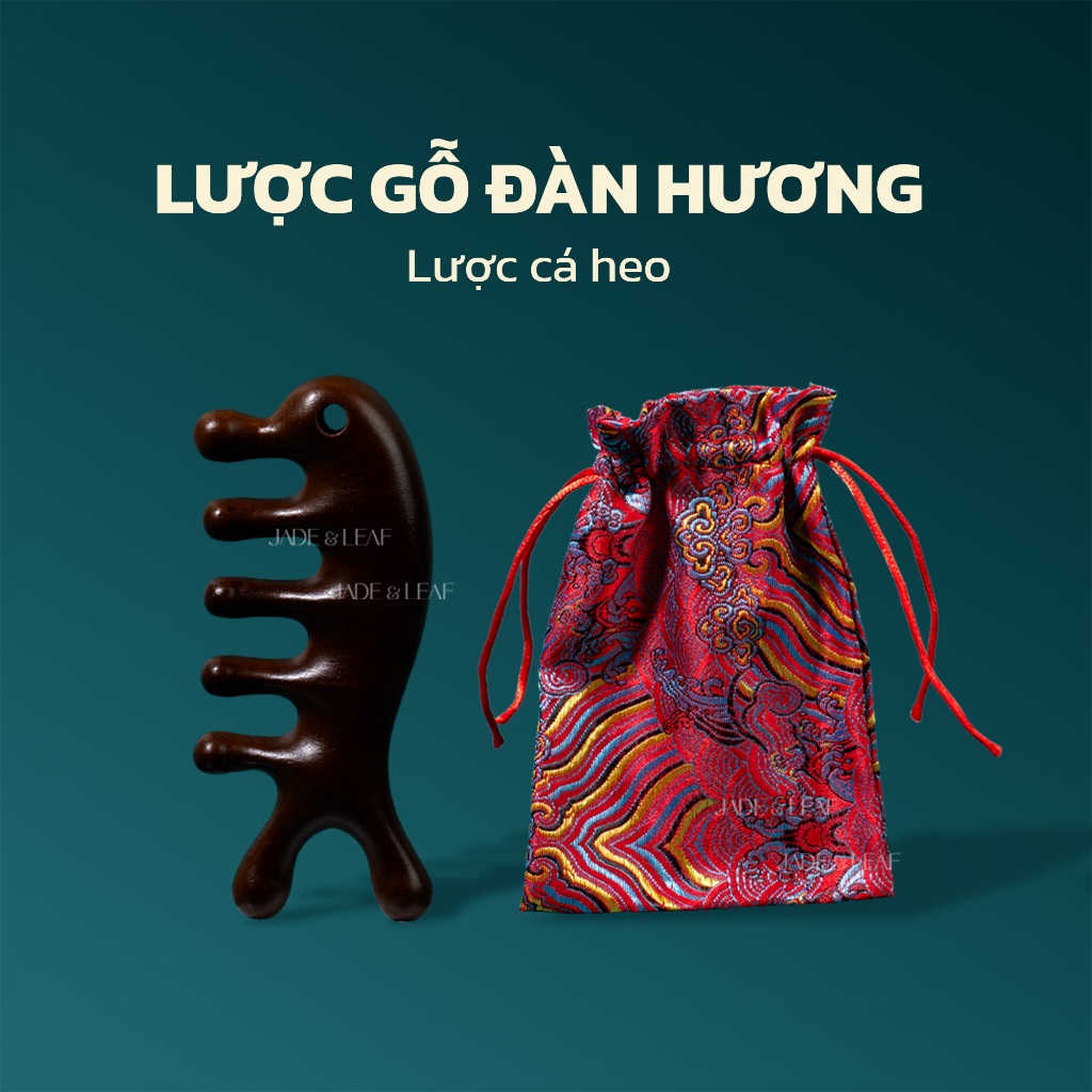 Lược Gỗ Đàn Hương Jade&Leaf Cao Cấp, Massage Da Đầu Chải Tóc Giảm Đau Đầu Thư Giãn Thông Kinh Mạch
