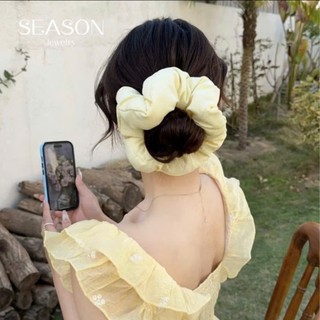 Scrunchies buộc tóc nơ tiểu thư phong cách Hàn Quốc vintage mẫu trơn to bồng bềnh