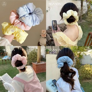 Scrunchies buộc tóc nơ tiểu thư phong cách Hàn Quốc vintage mẫu trơn to bồng bềnh