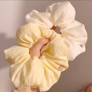Scrunchies buộc tóc nơ tiểu thư phong cách Hàn Quốc vintage mẫu trơn to bồng bềnh