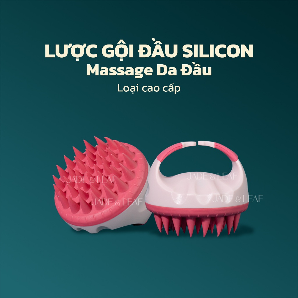 Lược Gội Đầu Silicon Jade&Leaf Cao Cấp, Chải Và Massage Đầu Giảm Gàu Bết Tóc Gãy Rụng Bảo Vệ Da Đầu