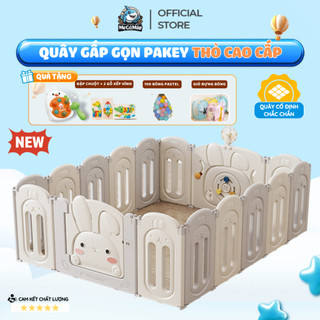 Quây Nhựa Gấp Gọn Pakey Thỏ Cao Cấp 2026 Tặng TRỤ BÓNG RỔ+ 100 BÓNG, Quây Cũi Cho Bé Đáng Yêu, Bảo Hành Trọn Đời