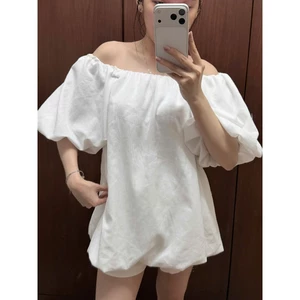 𝗟𝗲𝗼 - Áo Linen trễ vai tay phồng