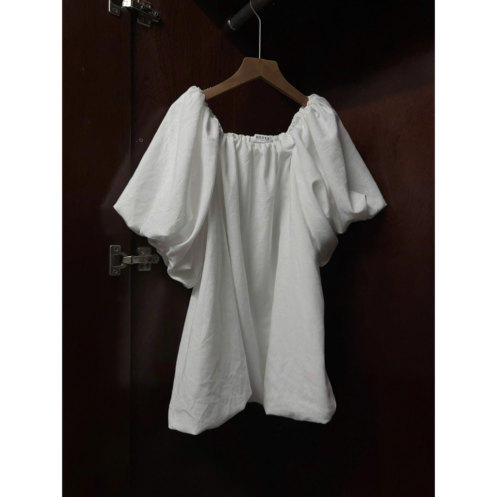 𝗟𝗲𝗼  - Áo Linen trễ vai tay phồng