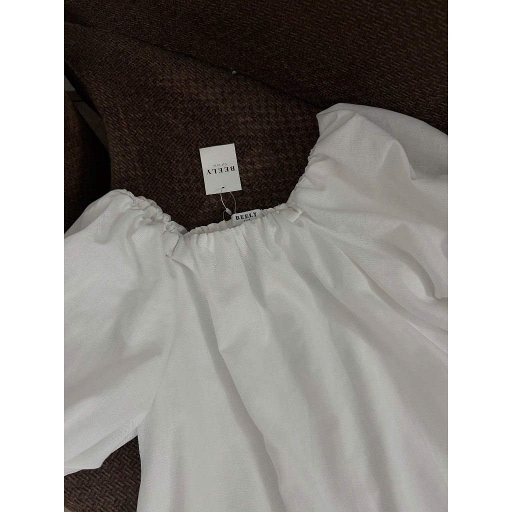 𝗟𝗲𝗼  - Áo Linen trễ vai tay phồng