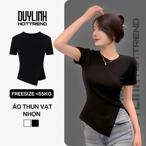 Áo kiểu nữ vạt nhọn xẻ tà DuyLinh áo thun body nữ ngắn tay cổ tròn chiết eo vải mềm mát DL34A