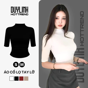 Áo cổ lọ tay lỡ có mút ngực borip cotton dáng ôm tôn dáng thời trang nữ – Duy Linh Hottrend