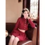 Set Dạ Tweed màu đỏ mix chân váy chữ A phong cách Hàn Quốc siêu xinh sẵn hàng kèm video sẵn hàng