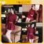 Set Dạ Tweed màu đỏ mix chân váy chữ A phong cách Hàn Quốc siêu xinh sẵn hàng kèm video sẵn hàng