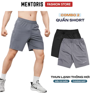 Combo 2 Quần Short Thun Lạnh Thể Thao MENTORIS, Form Regular Fit, Mát Mịn, Co Giãn Tốt CB2MSR02