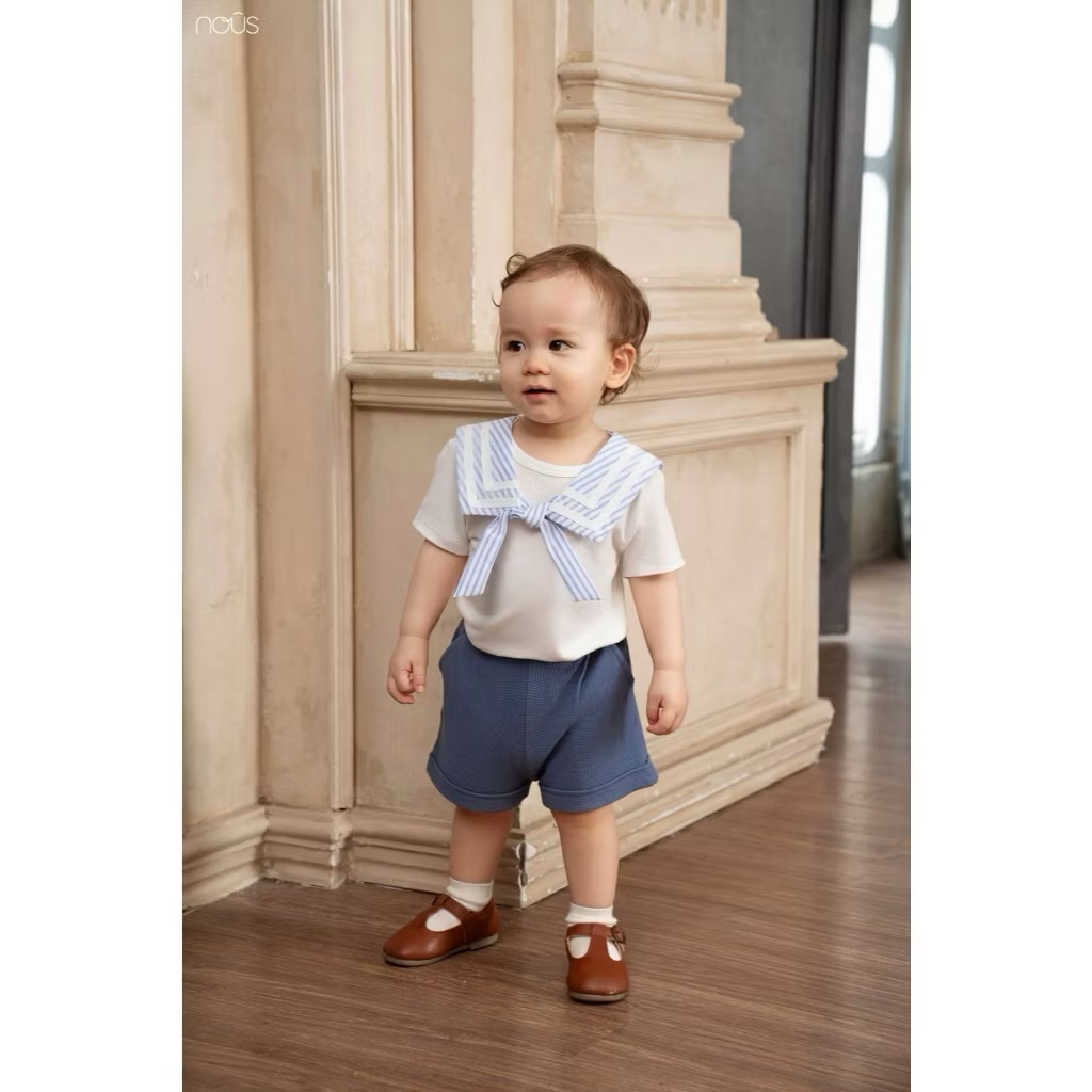 Bộ quần áo cộc cho bé trai Nous Baby chất liệu cao cấp, thiết kế chi tiết nhỏ xinh phong cách BST T4