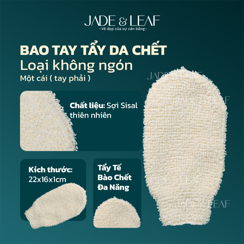 Găng Tay Tắm Sợi Lanh Tẩy Tế Bào Chết Jade&Leaf Không Ngón Đa Năng Làm Sạch Và Mềm Da Từ Thiên Nhiên