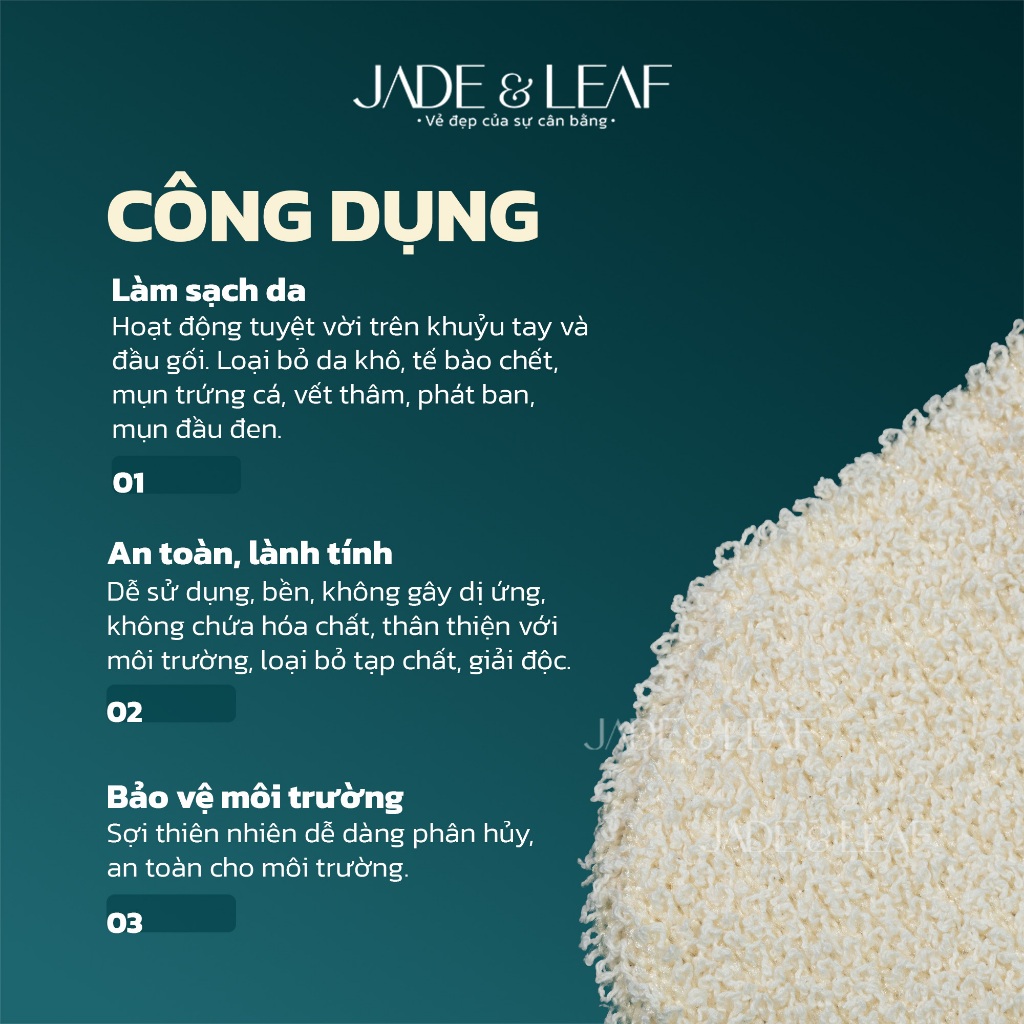 Găng Tay Tắm Sợi Lanh Tẩy Tế Bào Chết Jade&Leaf Không Ngón Đa Năng Làm Sạch Và Mềm Da Từ Thiên Nhiên