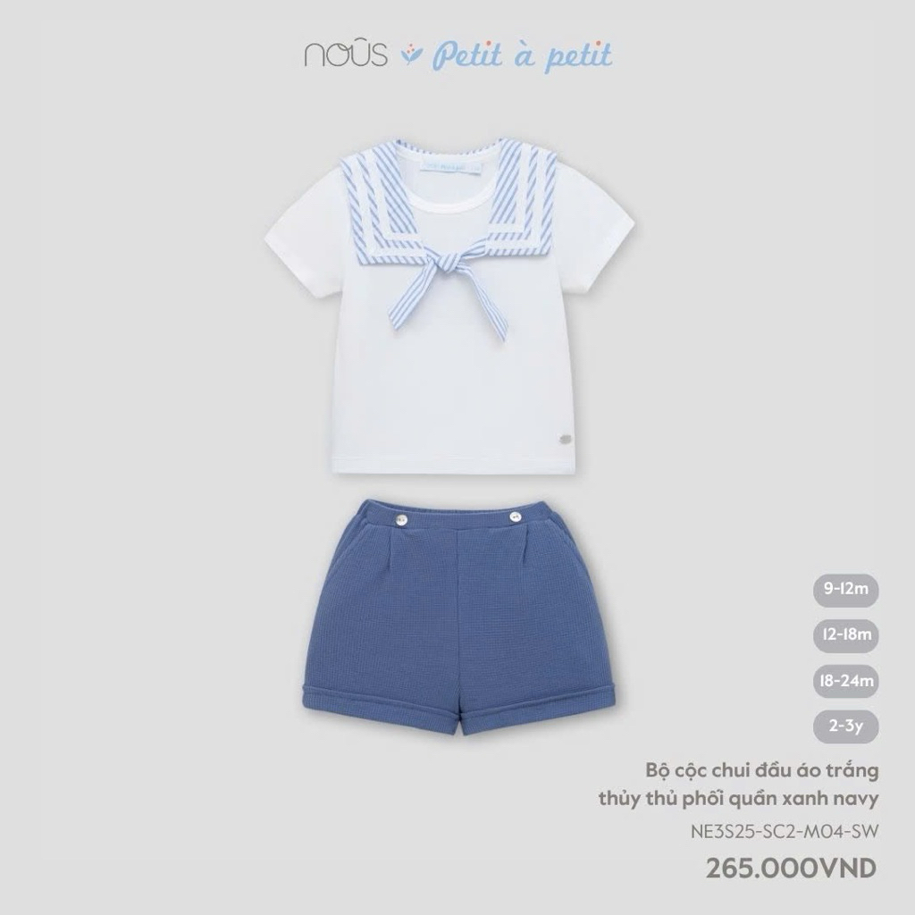 Bộ quần áo cộc cho bé trai Nous Baby chất liệu cao cấp, thiết kế chi tiết nhỏ xinh phong cách BST T4