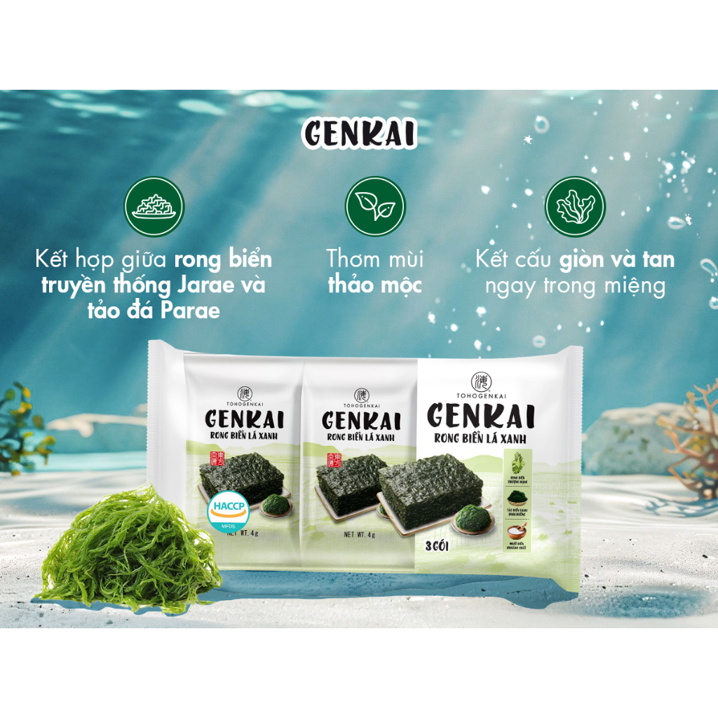 Date 23/9 Rong Biển Genkai 27g Ăn Liền, Snack Rong Biển Giòn Rụm Thơm Ngon, Mua 6 Tặng 3 Bịch