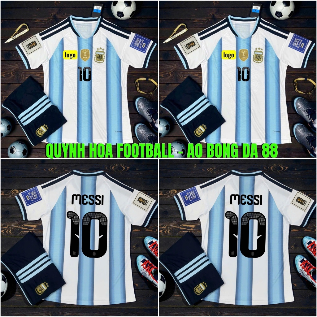 In Tên Số - Bộ Quần Áo Bóng Đá Đội Tuyển Argentina Sân Nhà WC 2026 - Vải Polyester Gai Thái Cao Cấp - Messi số 10 mùa gi