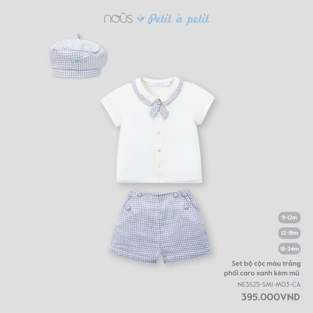 Set bộ cộc Nous kèm mũ cho bé trai siêu xinh