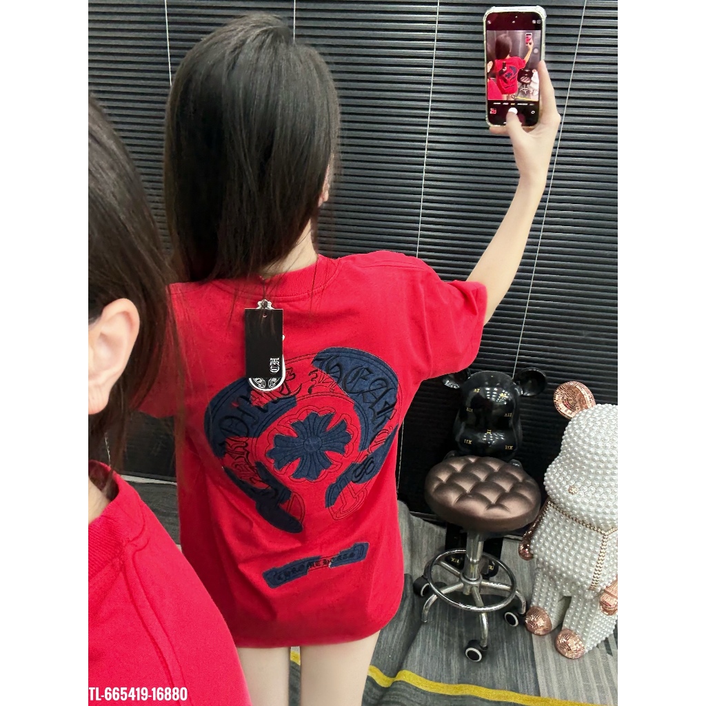 ÁO thun nam cổ tròn họa tiết thêu tay ngắn phong cách trẻ trung chuẩn from