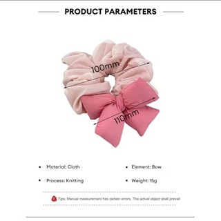 Scrunchies cột tóc nữ đính nơ xốp trơn phong cách kẹo ngọt trendy