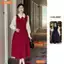 Đầm thiết kế BEMINE cổ đức dáng chữ A tay dài phối voan có cúc phù hợp đi làm, đi chơi-MT9924