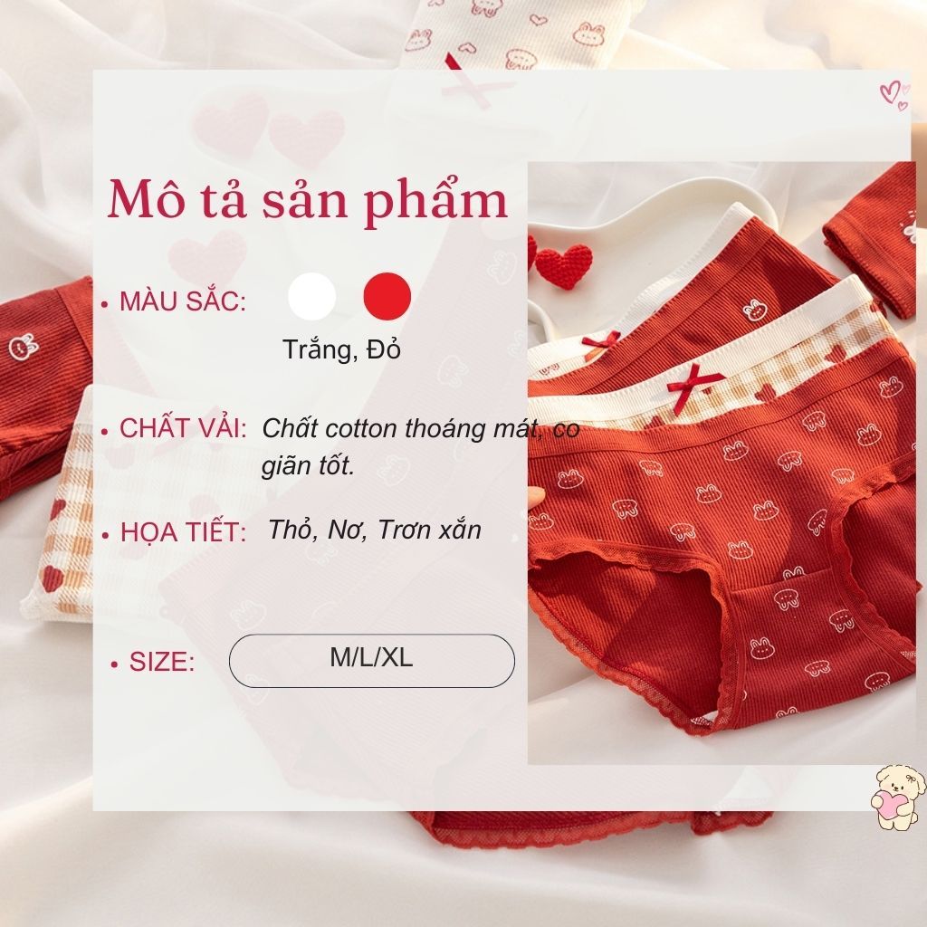 Quần chip nữ cotton gân tăm mềm mại thoáng khí  Quần lót nữ cotton cao cấp họa tiết cute LANIXA LY20