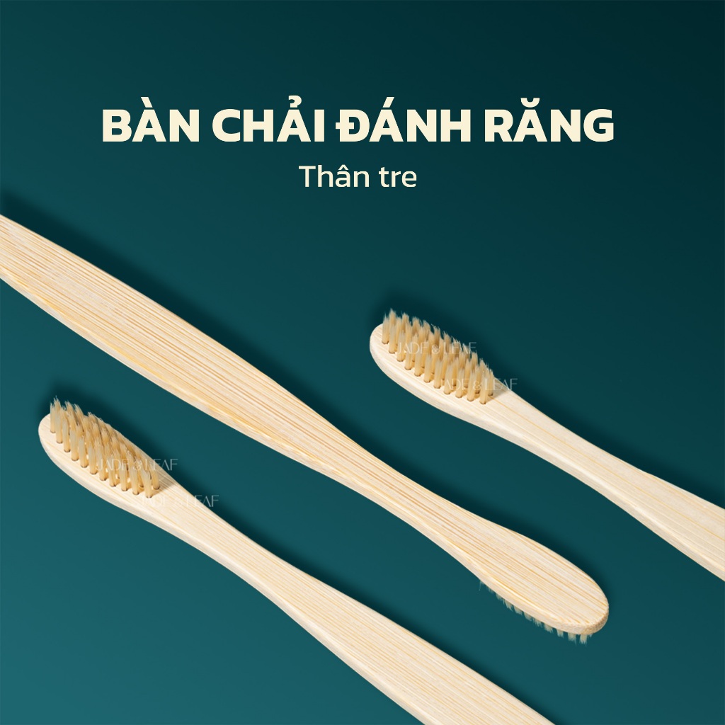 Bàn Chải Đánh Răng Thân Tre Jade&Leaf Cao Cấp, Lông Mềm Bảo Vệ Nướu Chất Liệu Gỗ Tre Thiên Nhiên
