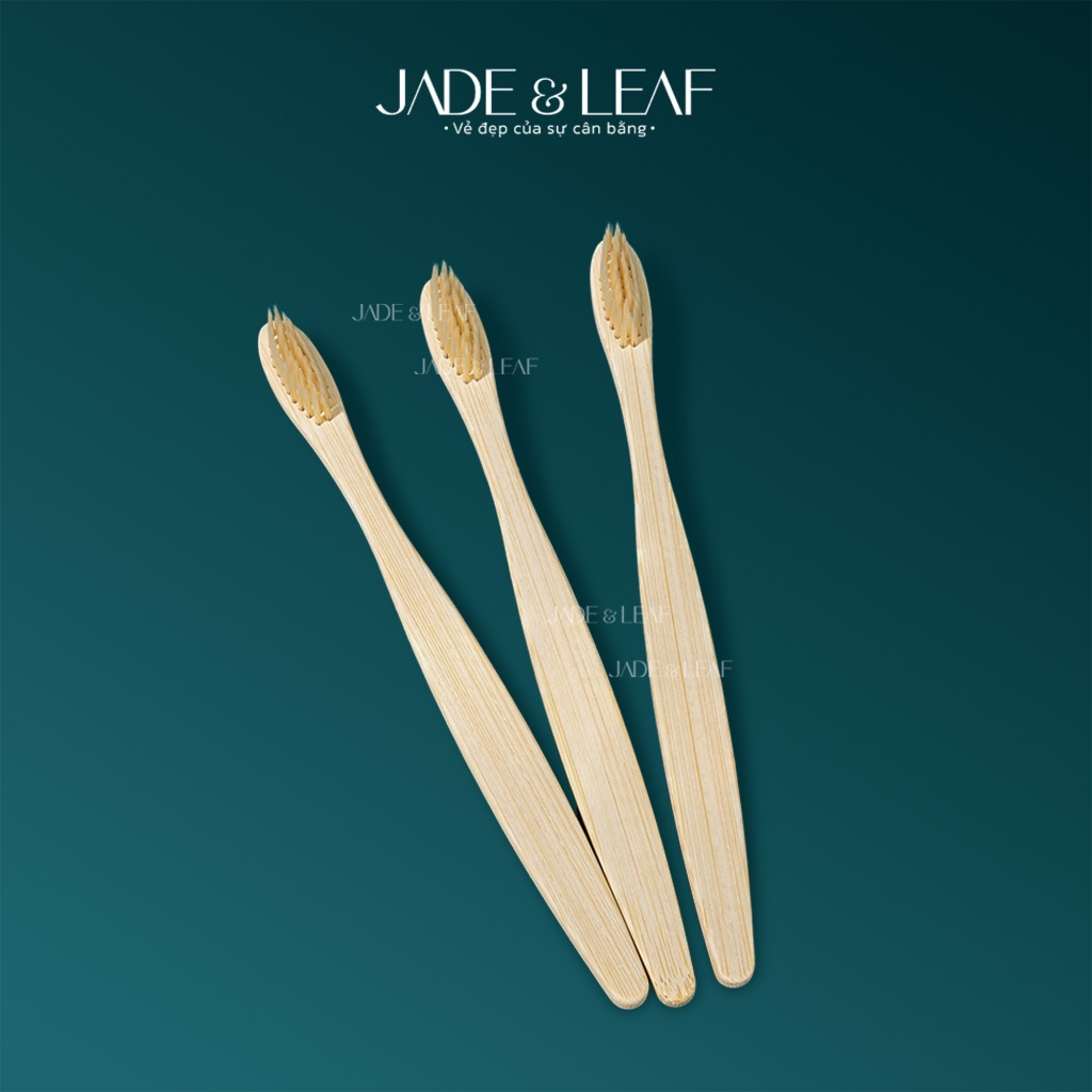 Bàn Chải Đánh Răng Thân Tre Jade&Leaf Cao Cấp, Lông Mềm Bảo Vệ Nướu Chất Liệu Gỗ Tre Thiên Nhiên