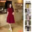 Đầm thiết kế BEMINE cổ tròn có dây nơ phối bèo dáng chữ A phù hợp đi làm-MT11094