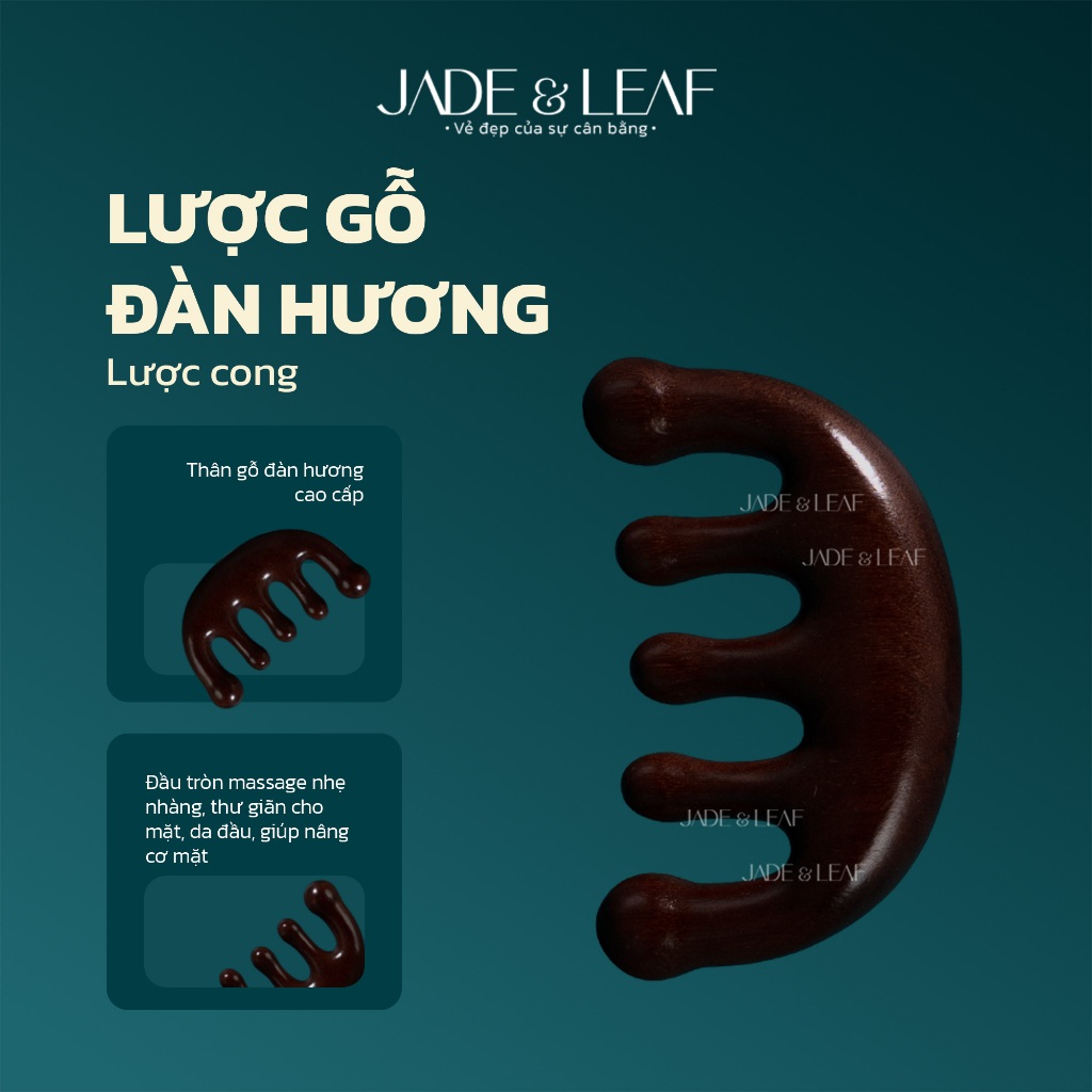Lược Gỗ Đàn Hương Jade&Leaf Cao Cấp, Massage Da Đầu, Chải Tóc Thư Giãn, Giảm Đau Đầu