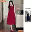 Đầm thiết kế BEMINE cổ đức phối sọc đính nơ dáng chữ A phù hợp đi làm-MT11152