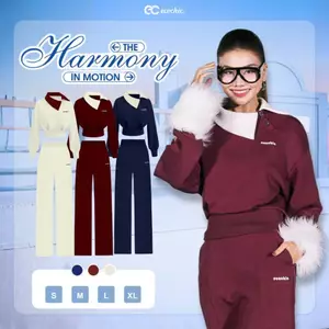 Set Bộ Cổ Nơ ECOCHIC Áo Crop Phối Cổ Nơ Nữ Tính Quần Ống Suông Chất Liệu Mềm Mịn Chính Hãng B213