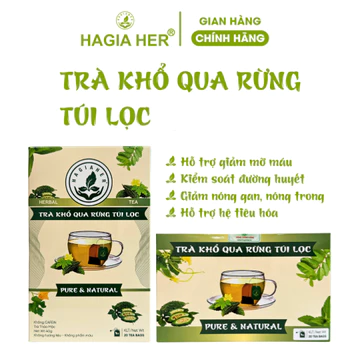 Trà Khổ Qua Rừng - Thảo Dược Hậu Giang HAGIA HER - Giảm Đường Giảm Mỡ Máu Thanh Nhiệt Mát Gan