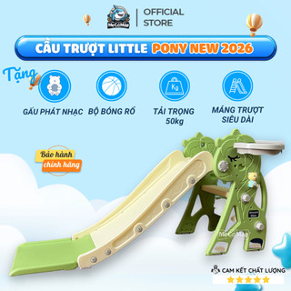 Cầu Trượt Cho Bé TẶNG GẤU PHÁT NHẠC+ BỘ BÓNG RỔ, Cầu Tuột Chắc Chắn Cho Bé Trai, Bé Gái Bảo Hành 1 Năm