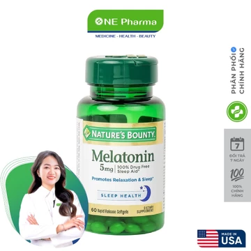 Viên Uống Hỗ Trợ Điều Hòa Giấc Ngủ, Giảm Căng Thẳng Nature's Bounty Melatonin - 60 Viên