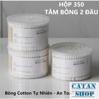 Hộp 350 Tăm Bông Ngoáy Tai 2 Đầu Bông Mềm Mại Tiện Lợi, Tăm Bông 350 Cây Trang Điểm Vệ Sinh Tai