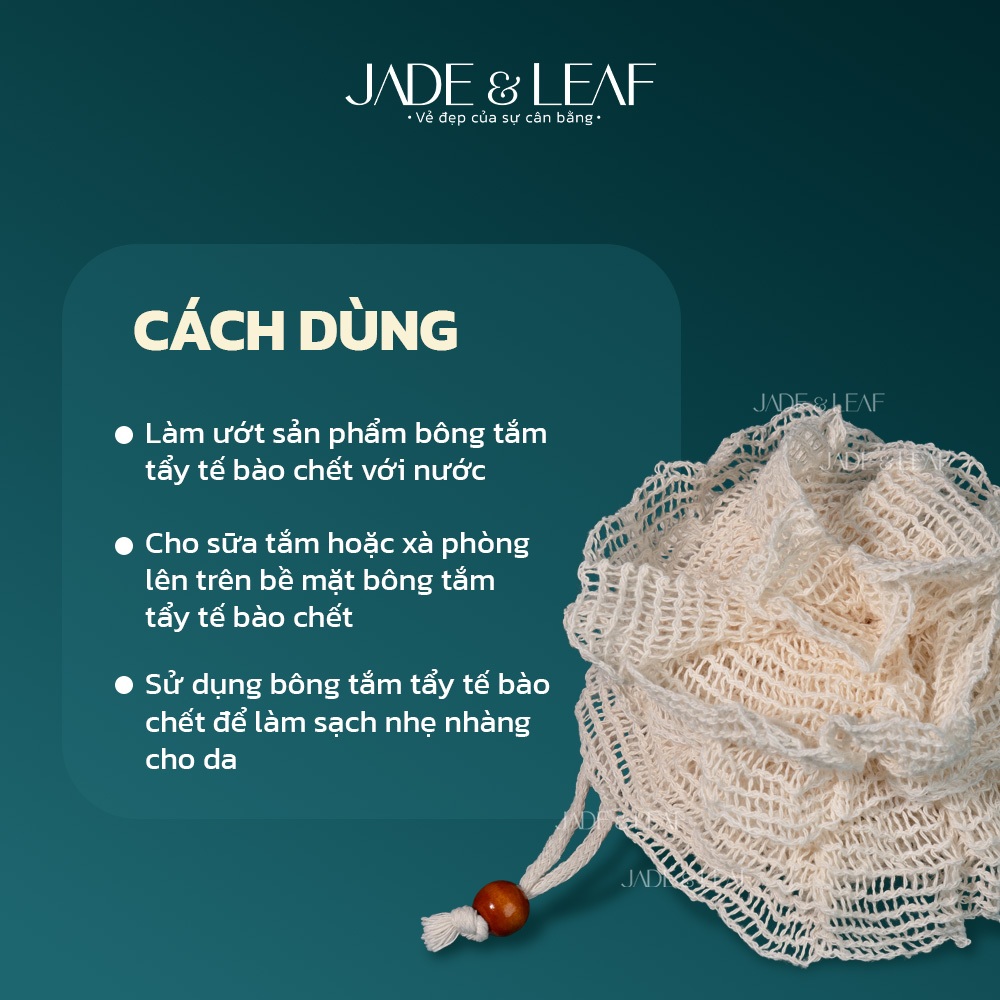 Bông Tắm Tẩy Tế Bào Chết Jade&Leaf, Từ Sợi Gai Dầu Tự Nhiên Thủ Công Lành Tính, Làm Sạch Cơ Thể