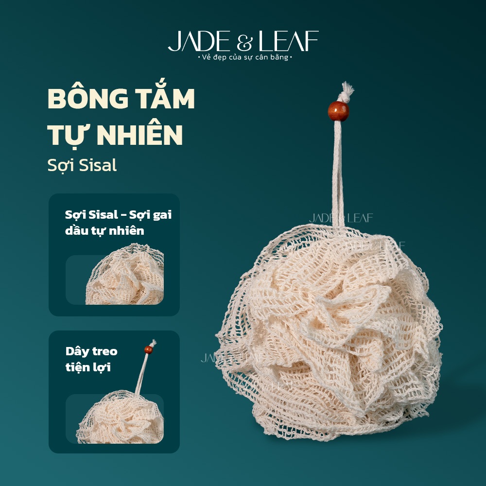 Bông Tắm Tẩy Tế Bào Chết Jade&Leaf, Từ Sợi Gai Dầu Tự Nhiên Thủ Công Lành Tính, Làm Sạch Cơ Thể