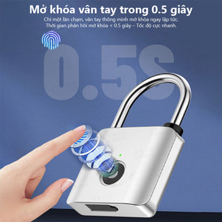 Khóa Thông Minh Vân Tay Chống Nước - Mở Khóa 0.2s, Sạc USB, Chống Trộm Cao Cấp Bằng Hợp Kim Kẽm