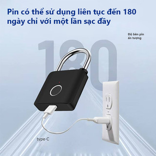 Khóa Thông Minh Vân Tay Chống Nước - Mở Khóa 0.2s, Sạc USB, Chống Trộm Cao Cấp Bằng Hợp Kim Kẽm