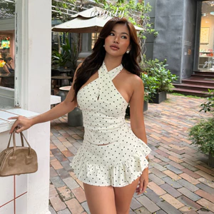 Váy Quần Chấm Bi Cạp Thấp Tùng Xoè 2 Tầng Augety Studio, TIA POLKA SKORT