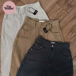 Quần Jean Nữ Suông Lưng Cao Phối Thân – Quần Jeans Ống Suông Form Nấm Lùn Tôn Dáng, Jean Cotton Dày Đẹp