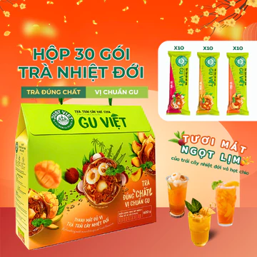 Trà Trái Cây Hạt Chia Hòa Tan Hộp - Trà đào, Trà vải, Trà xoài, Trà chanh dây - Hộp 200gr