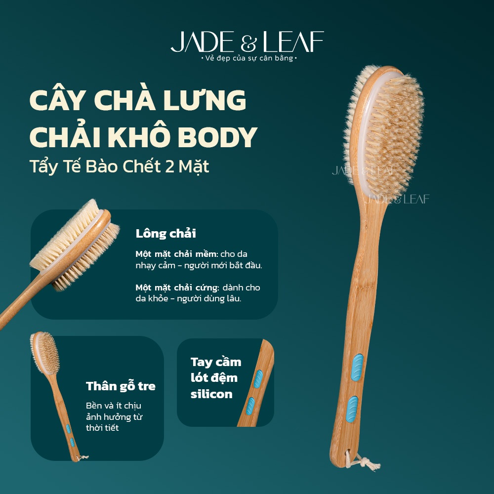 Cây Chà Lưng 2 Mặt Chải Khô Body Jade&Leaf Cao Cấp Hỗ Trợ Tẩy Tế Bào Chết Phù Hợp Với Mọi Da