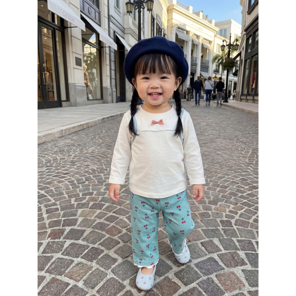 Set bộ dài tay bé gái Miniumbaby, set bộ thu đông đính nơ chấm bi, chất vải cotton mềm mại SB2415