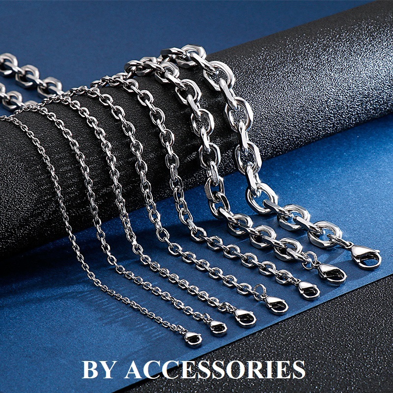 Dây chuyền thép titan unisex trơn kiểu xích tròn vát cạnh bên không gỉ nhiều size C43 BY ACCESSORIES