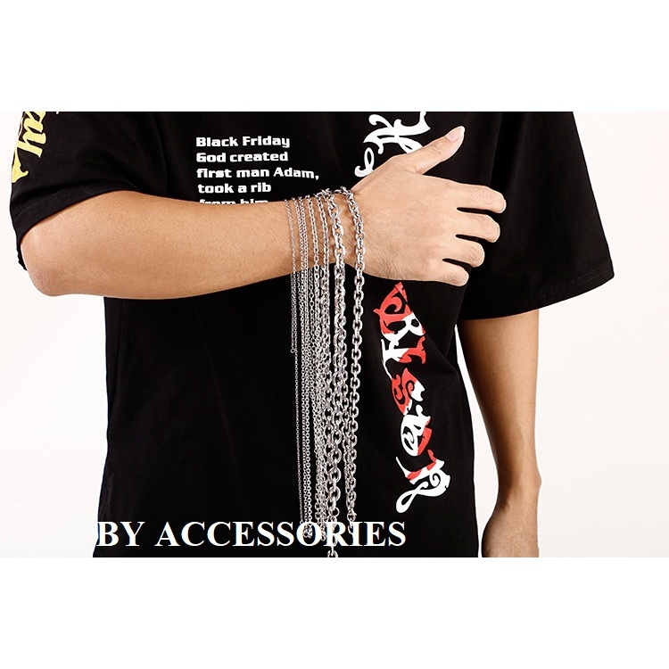 Dây chuyền thép titan unisex trơn kiểu xích tròn vát cạnh bên không gỉ nhiều size C43 BY ACCESSORIES