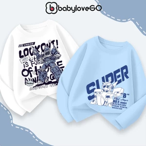 Áo thu đông dài tay cho bé trai BabyloveGO áo thun cổ bo tròn chất cotton mềm mại