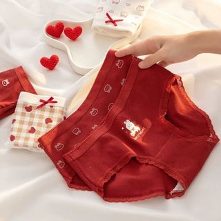 Quần lót nữ cao cấp viền ren họa tiết gấu hoa xinh xắn đáy lót kháng khuẩn thoáng khí DEVARI LY20