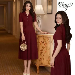 Đầm Thiết Kế EMY Thời Trang Cao Cấp EM4067 Chất Cotton Chéo Sang Chảnh Đi Tiệc