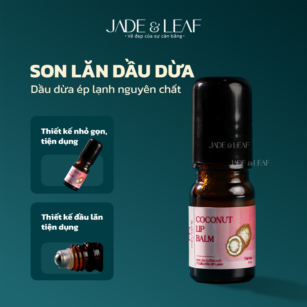 Son Dưỡng Môi Dầu Dừa Dạng Lăn Jade&Leaf, Nguyên Chất Không Màu Hỗ Trợ Giảm Thâm Cho Môi Khô Nứt Nẻ